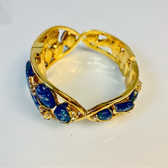 Kara Ross Blue Resin and Clear Crystal Bangle Bracelet - Picture 5 of 12
